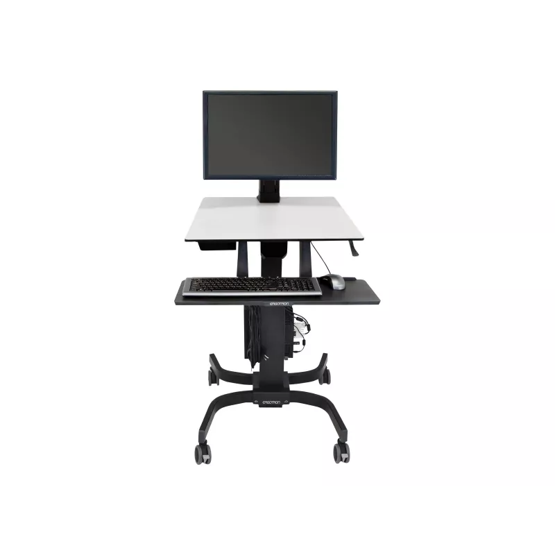 Ergotron WorkFit-C Single HD Sit-Stand Workstation – Mobilus vežimėlis su stovima/sėdima darbo vieta – Juoda, Pilka – 12,7 kg – 76,2 cm (30 inch) – VESA 75x75, 100x100, 200x100, 200x200 – 360°