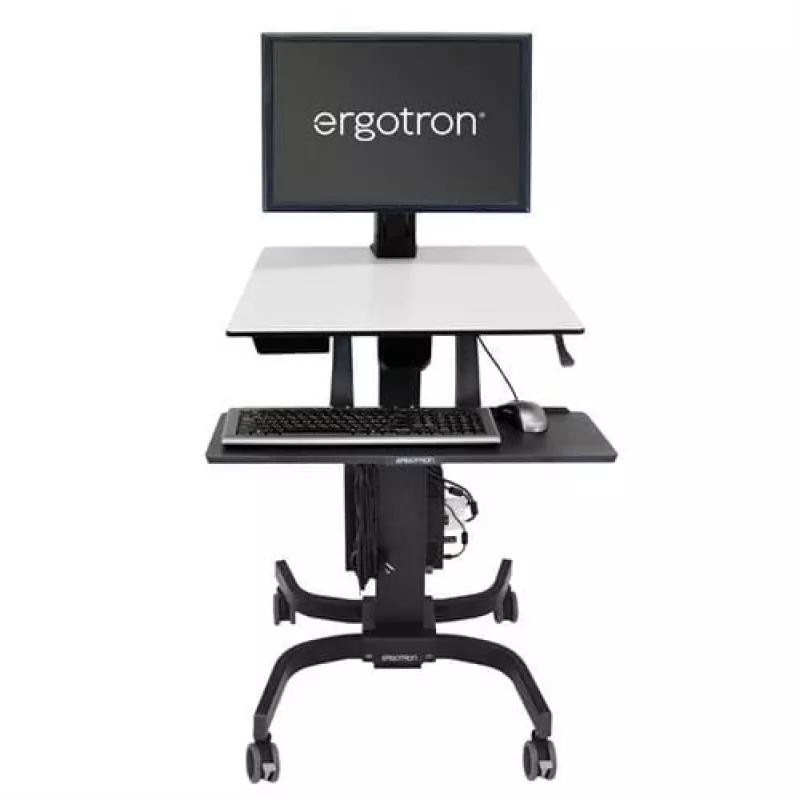 Ergotron WorkFit-C Single HD Sit-Stand Workstation – Mobilus vežimėlis su stovima/sėdima darbo vieta – Juoda, Pilka – 12,7 kg – 76,2 cm (30 inch) – VESA 75x75, 100x100, 200x100, 200x200 – 360°