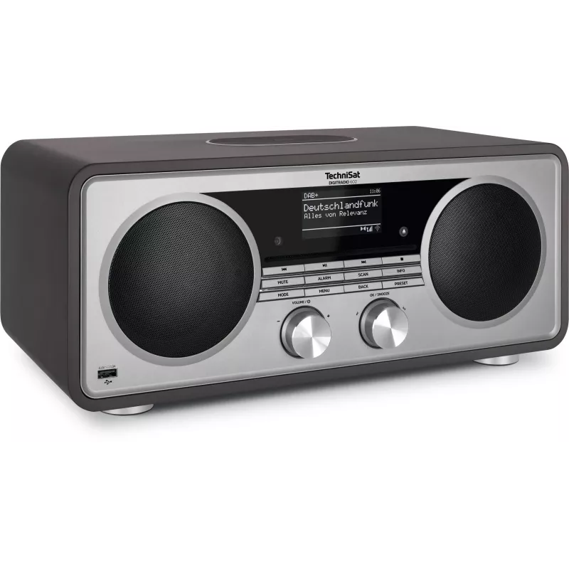 TechniSat DIGITRADIO 602 DAB+/FM/Internet Radio su Bluetooth, CD grotuvu ir belaidžiu Qi įkrovimu - antracitas/sidabras