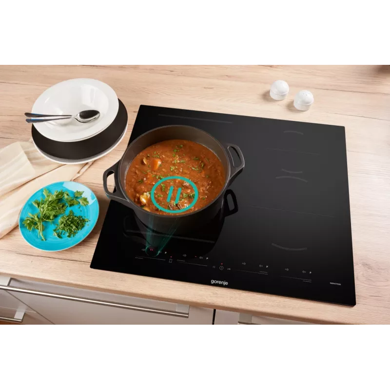 Gorenje Indukcinė kaitlentė GI6432BSC 60 cm juoda su PowerBoost, laikmačiu, vaikų užraktu