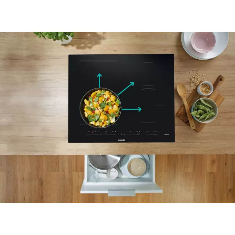 Gorenje Indukcinė kaitlentė GI6432BSC 60 cm juoda su PowerBoost, laikmačiu, vaikų užraktu