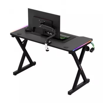 HUZARO Hero 2.3 RGB Gaming Desk – 1200x600mm, juoda, Carbon Flex, RGB LED, fiksuotas aukštis