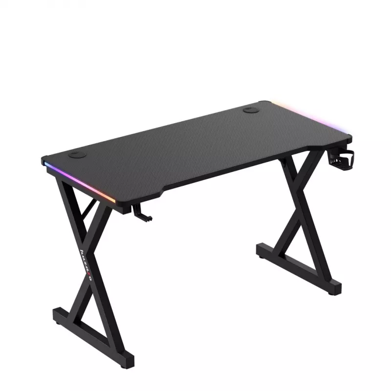 HUZARO Hero 2.3 RGB Gaming Desk – 1200x600mm, juoda, Carbon Flex, RGB LED, fiksuotas aukštis