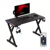 HUZARO Hero 2.3 RGB Gaming Desk – 1200x600mm, juoda, Carbon Flex, RGB LED, fiksuotas aukštis