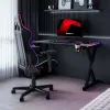 HUZARO Hero 2.3 RGB Gaming Desk – 1200x600mm, juoda, Carbon Flex, RGB LED, fiksuotas aukštis