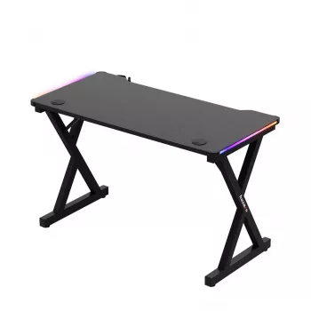 HUZARO Hero 2.3 RGB Gaming Desk – 1200x600mm, juoda, Carbon Flex, RGB LED, fiksuotas aukštis