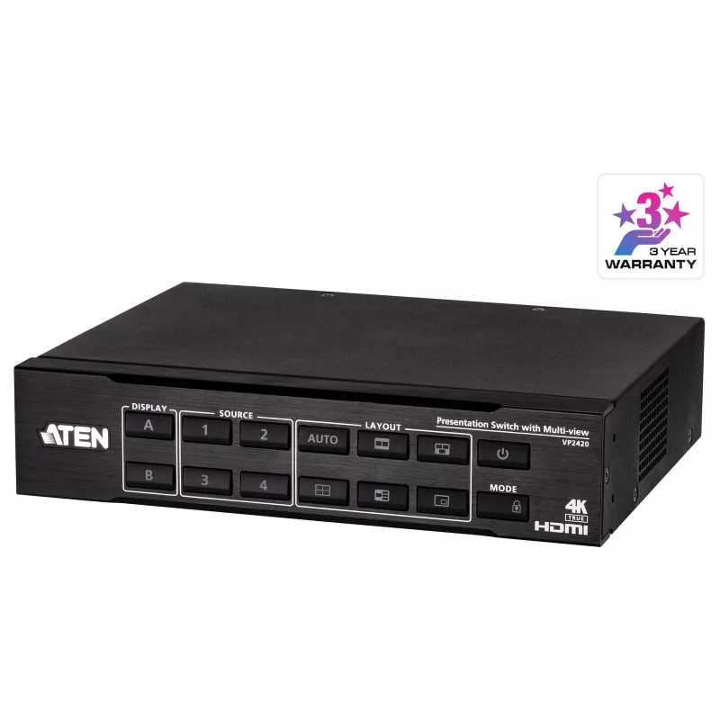 ATEN VP2420 4x2 True 4K Presentation Matrix Switch su Multi View