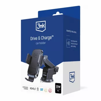 3mk Drive & Charge automobilinis laikiklis su belaidžiu įkrovikliu