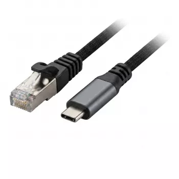 Synergy 21 USB 3.2 Type-C į RJ45 Gigabit Ethernet adapterio kabelis 2,0m juodas tekstilinis