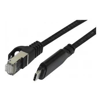 Synergy 21 USB 3.2 Type-C į RJ45 Gigabit Ethernet adapterio kabelis 3,0 m juodas tekstilinis