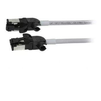 Synergy21 Patch Cable RJ45, CAT6A 500 MHz, 0,25 m, Grey, S/FTP, Slimline Round d=4,5 mm, TPE/LSZH (Superflex), AWG28, with CAT7 Raw Connectors, Rotatable Connector