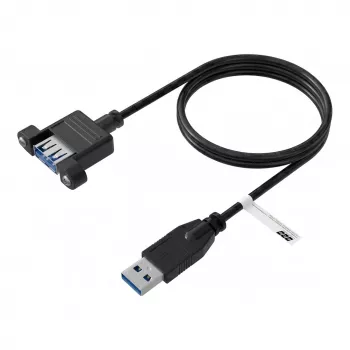 EFB USB 3.0 ilginimo kabelis A-A kištukas į skydelio lizdą, 0,5 m, juodas