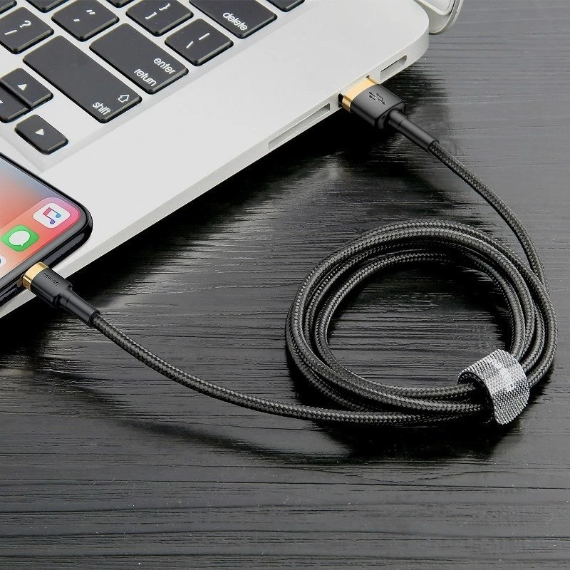 Baseus Cafule Lightning į USB-A laidas 1m Juodas/Auksinis