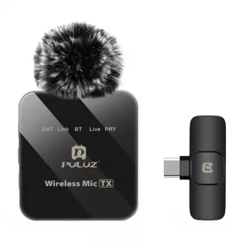 PULUZ PU648B belaidis mikrofonas (USB-C) – profesionalus lavalierinis mikrofonas su ENC triukšmo slopinimu, 10 m atstumu, 12 h baterija
