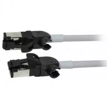 Synergy21 Patch Cable RJ45, CAT6A 500MHz, 1,0m, Grey, S/FTP, Slimline Round d=4,5mm, TPE/LSZH (Superflex), AWG28, su CAT7 Raw Connector, Rotatable Plug