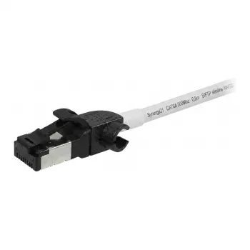 Synergy21 Patch Cable RJ45, CAT6A 500MHz, 0,5m, White, S/FTP, Slimline Round d=4,5mm, TPE/LSZH (Superflex), AWG28, su CAT7 Raw Connector, Sukiojama jungtis