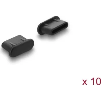 Delock Dust Protection for USB Type-C Female Port, 10 Pieces, Silicone, Black (87408)