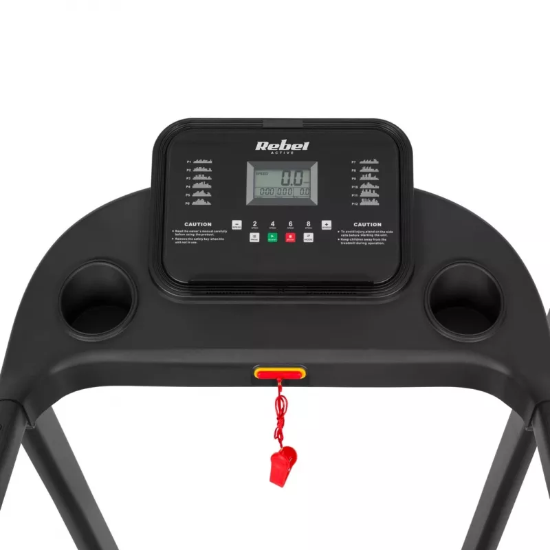 Sulankstomas elektrinis bėgimo takelis REBEL ACTIVE RBA-1001 su LCD ekranu, 12 programų, 12 km/h, sidabrinis/juodas