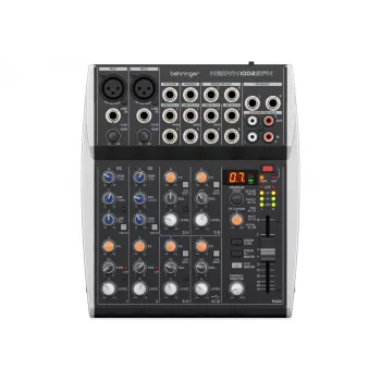 Behringer XENYX 1002SFX Audio Mixer su 10 įėjimų, 2 XENYX mikrofono išankstiniais stiprintuvais, 3 juostų ekvalaizeriu, KLARK TEKNIK efektų procesoriumi, 100 išankstinių nustatymų