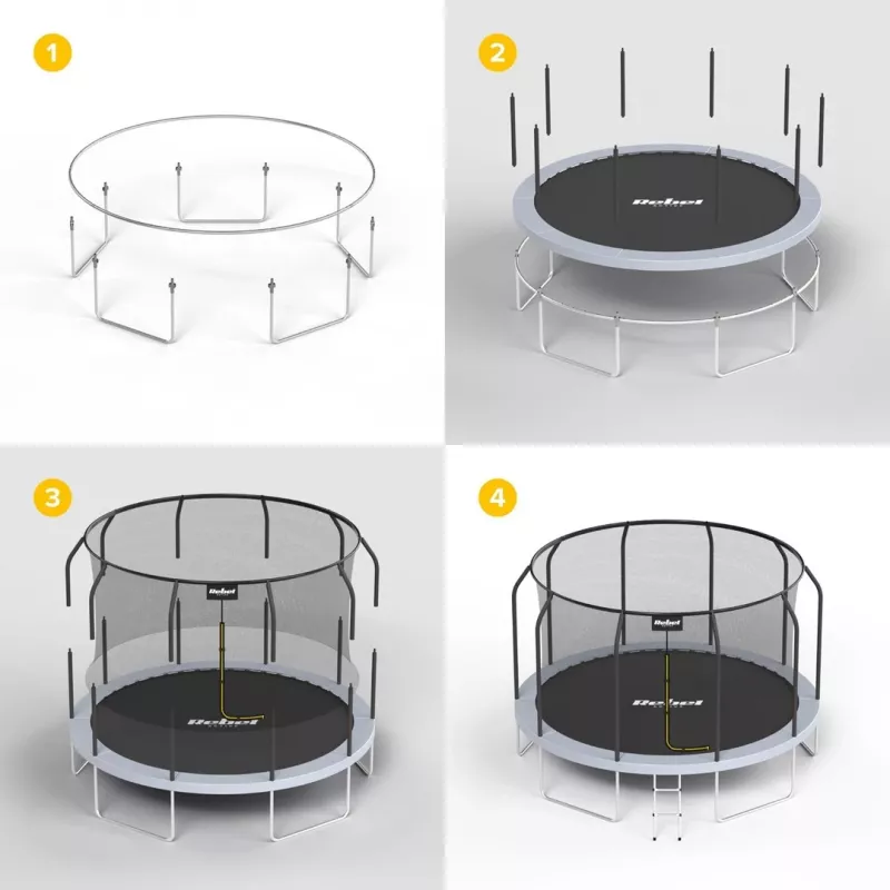 REBEL Active Trampoline PRO 14ft/427 cm su apsauginiu tinklu ir kopėčiomis