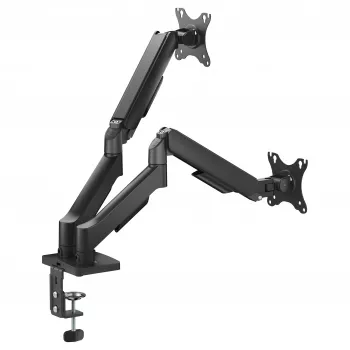 Equip Dvigubo monitoriaus stalinis laikiklis 17-32 inch ekranams, 360° sukimas, dujinė spyruoklė, 9 kg talpa, juodas