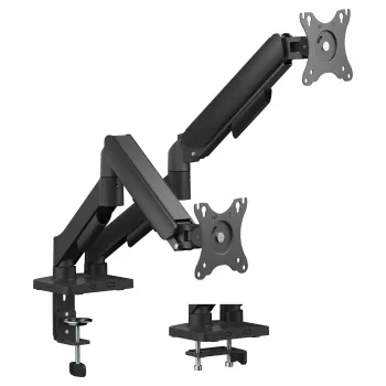 Equip Dvigubo monitoriaus stalinis laikiklis 17-32 inch ekranams, 360° sukimas, dujinė spyruoklė, 9 kg talpa, juodas