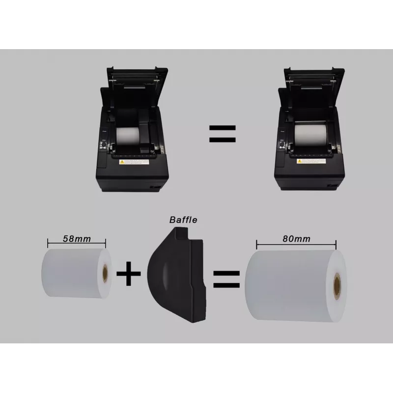 Equip 58/80mm termininis POS čekių spausdintuvas su automatiniu pjaustytuvu, USB/Bluetooth/WiFi/cash drawer jungtimi, juodas