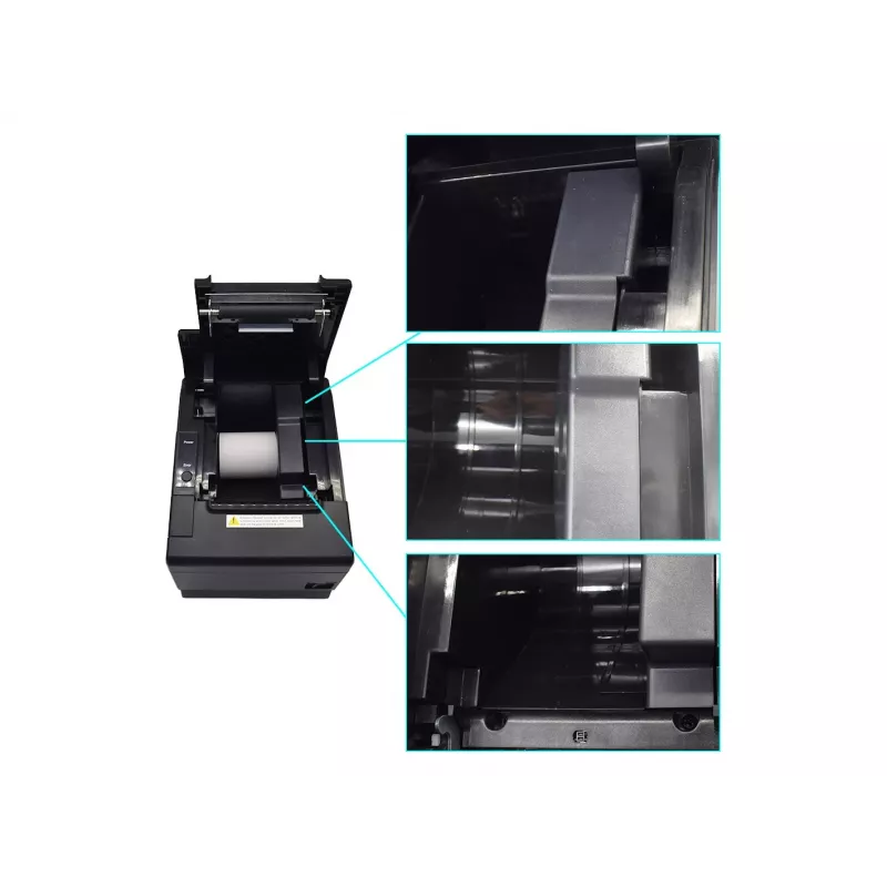 Equip 58/80mm termininis POS čekių spausdintuvas su automatiniu pjaustytuvu, USB/Bluetooth/WiFi/cash drawer jungtimi, juodas
