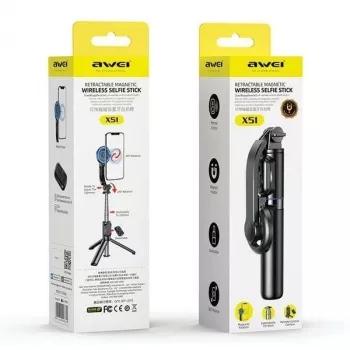 AWEI X51 Magnetinis selfio stovas – trikojis juodas