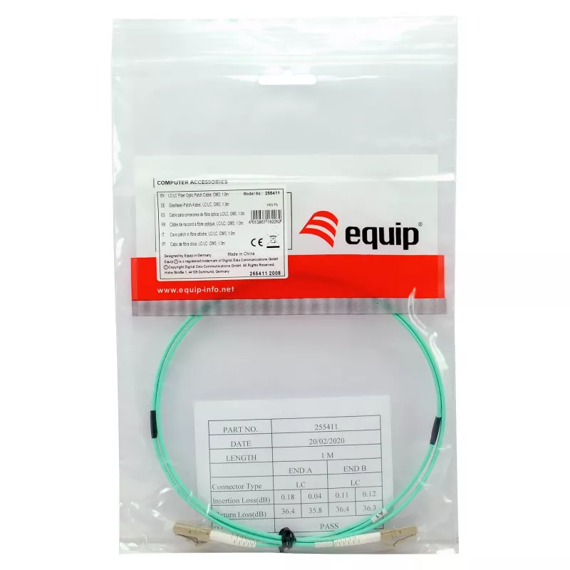 Equip Fiber Optic Patch Cable LC to LC 1,5m Multimode Duplex OM3 Turquoise