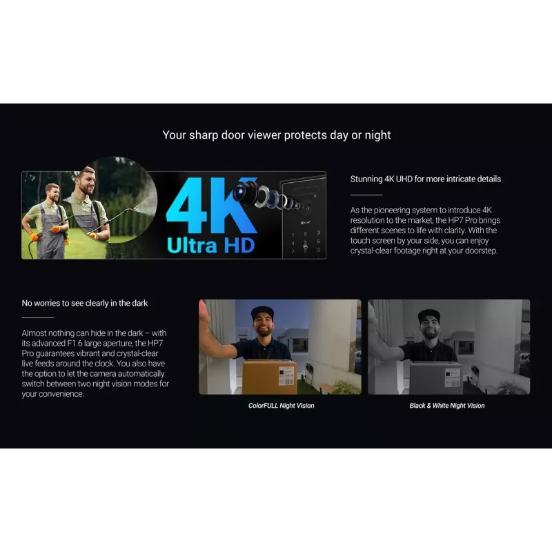 EZVIZ HP7 Pro 4K IP vaizdo domofono rinkinys su 7 colių jutikliniu monitoriumi, Wi-Fi 6, delno skaitytuvu, veido atpažinimu, RFID, IP65 lauko stotele