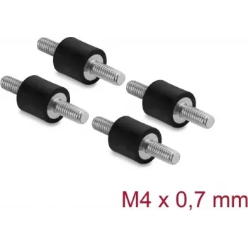 Delock Vibracijos slopintuvas M4 x 0,7 mm D 10 x H 10 mm su 2 išoriniais sriegiais, 4 vnt., juodas (60798)