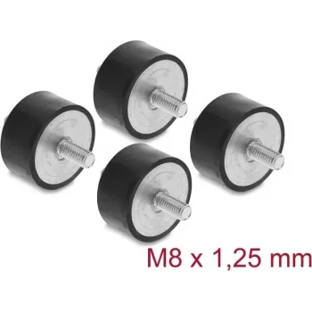 Delock Vibracijos slopintuvas M8 x 1,25 mm D 40 x A 20 mm su 2 srieginiais kaiščiais, 4 vnt., juodas (60817)