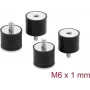 Delock Vibration Damper M6 x 1 mm D 25 x H 20 mm su vidiniu ir išoriniu sriegiu, 4 vnt., juodos spalvos