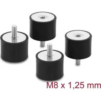 Delock Vibracijos slopintuvas M8 x 1,25 mm D 40 x A 30 mm su vyrišku ir moterišku sriegiu, 4 vnt., juodas (60822)