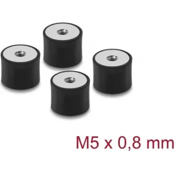 Delock Vibration Damper M5 x 0,8 mm D 20 x H 15 mm with 2 x Internal Thread 4 Pieces Black