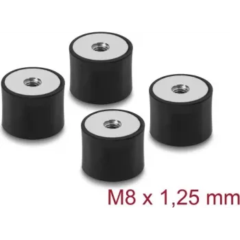 Delock Vibration Damper M8 x 1,25 mm D 40 x H 30 mm su 2 vidiniais sriegiais, 4 vnt., juoda