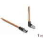 Delock M12 į RJ45 kabelis X-coded 8-pin Kištukas Tiesus į Kištuką Kylantis Kampinis S/FTP Ekranuotas Cat.6A 1 m Oranžinis