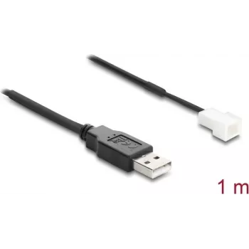 Delock USB 2.0 Type-A Male to 3 Pin Fan Connector Cable, 1 m, Black