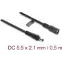 Delock DC maitinimo prailginimo laidas 5,5 x 2,1 mm kištukas–lizdas su bajonetiniu fiksatoriumi 18 AWG, 0,5 m, juodas (67388)