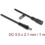 Delock DC prailginimo laidas 5.5 x 2.1 mm kištukas – lizdas su bajonetiniu fiksatoriumi 18 AWG, 1 m juodas (67389)