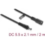 Delock DC ilginimo laidas 5.5 x 2,1 mm kištukas – lizdas su bajonetiniu fiksatoriumi, 18 AWG, 2 m, juodas (67390)