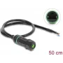 Delock RJ45 Female to Open Cable Ends Cat.6 Panel Mount Cable with M16.8 x 1.5 mm Thread and Housing 50 cm Black (87181)