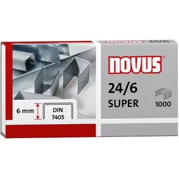NOVUS 040-0026 Kabės 24/6 DIN Super, 1000 vnt., cinkuotas plienas