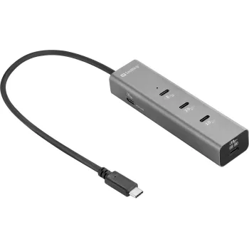 Sandberg USB-C 5-in-1 MediaDock – Docking Station – sidabrinė/pilka