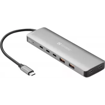 Sandberg USB-C į 5x USB-C + 2x USB-A šakotuvas, 100W, USB 3.2 Gen 1, pilka