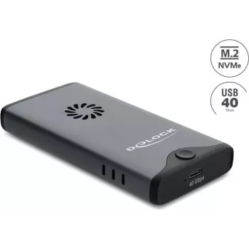 Delock USB Type-C 40 Gbps Enclosure for 1 x M.2 NVMe PCIe SSD with Fan - Tool-Free