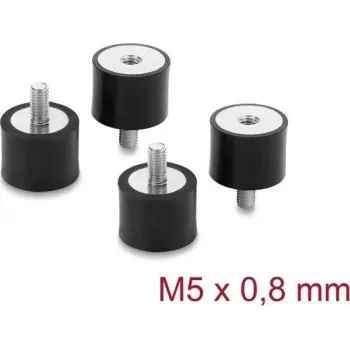 Delock Vibration Damper M5 x 0,8 mm D 20 x H 15 mm su vidiniu ir išoriniu sriegiu, 4 vnt., juoda (60819)