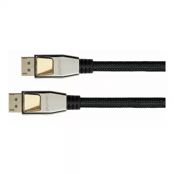 GoodConnections Python DisplayPort 2.0 laidas 0,5 m juodas, pilno metalo jungtys, 54 Gbit/s UHBR 13.5, 4K 240Hz, 8K 60Hz