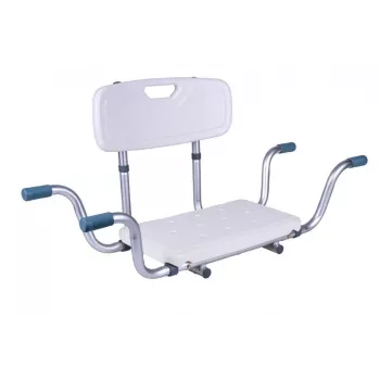 ANTAR Recessed Bath Bench with Back Rest AT51032 – Sieninis sulankstomas dušo suolas, baltas/sidabrinis, 120 kg talpa